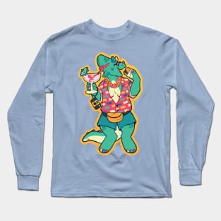 Tropical Vacation Triceratops Long Sleeve T-Shirt